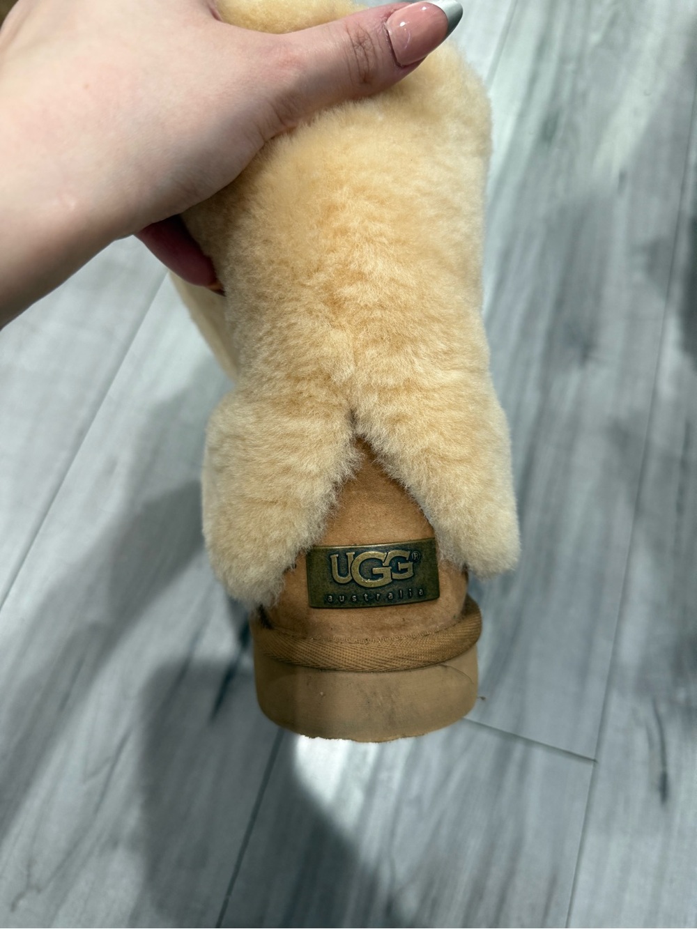 UGG Short Shearling Cuff Boot - Chestnut and Cream